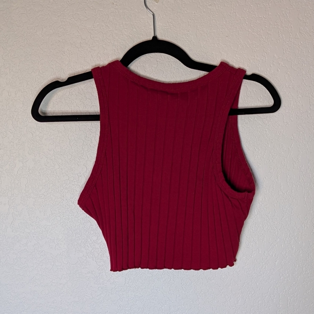 SHEIN Red Ribbed Crop Top - Picture 3 of 3